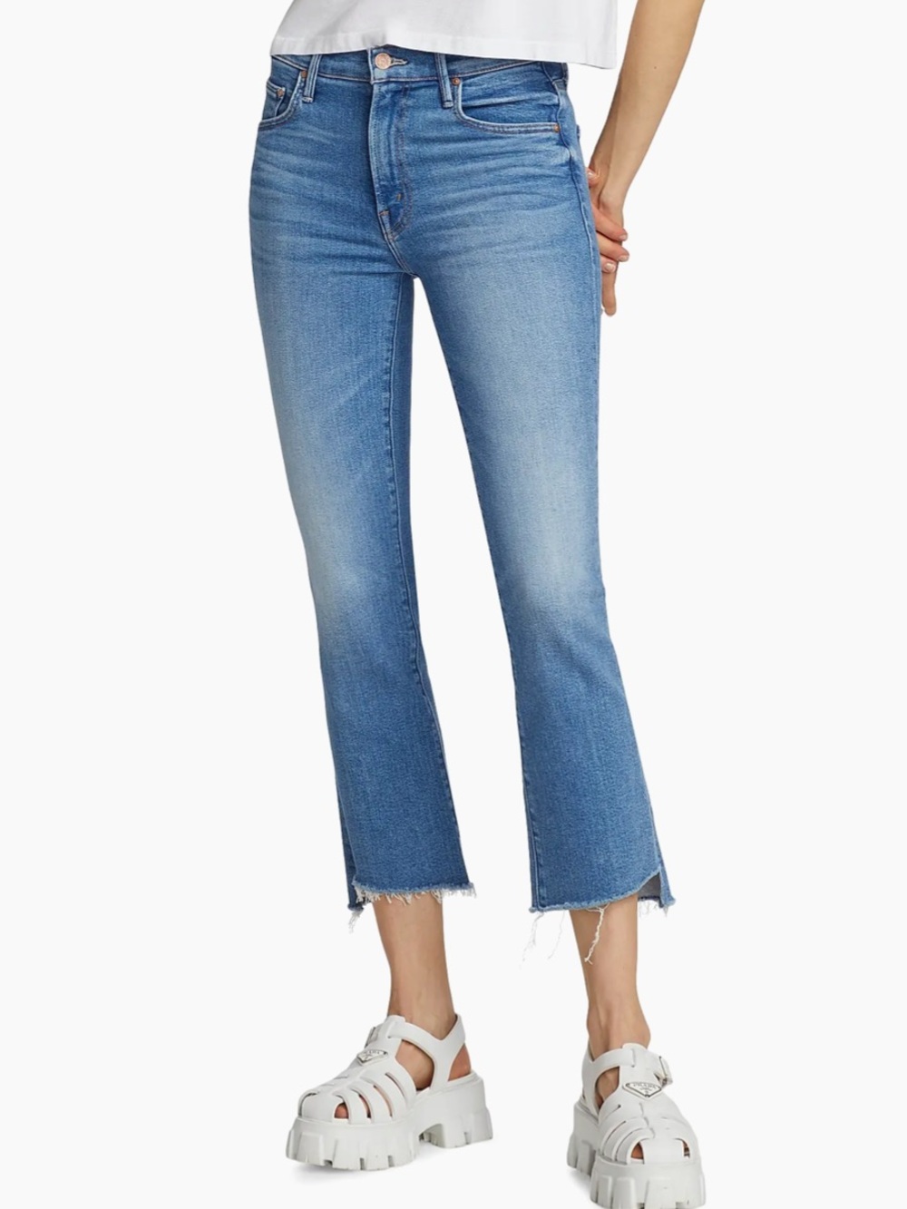 MOTHER Denim The Insider Crop Step Fray Jeans Out of the Blue Pants size 0 25